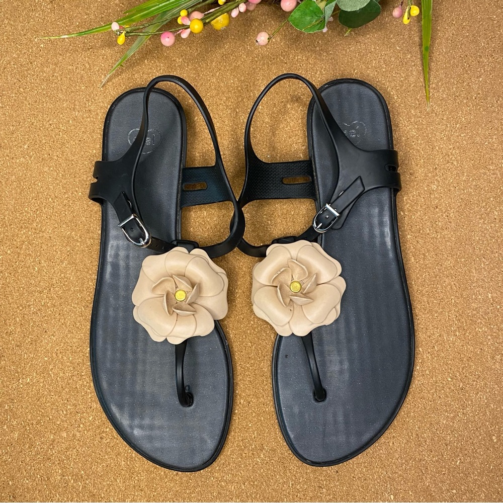 Mel By Melissa Flower Sandals Black Size 10